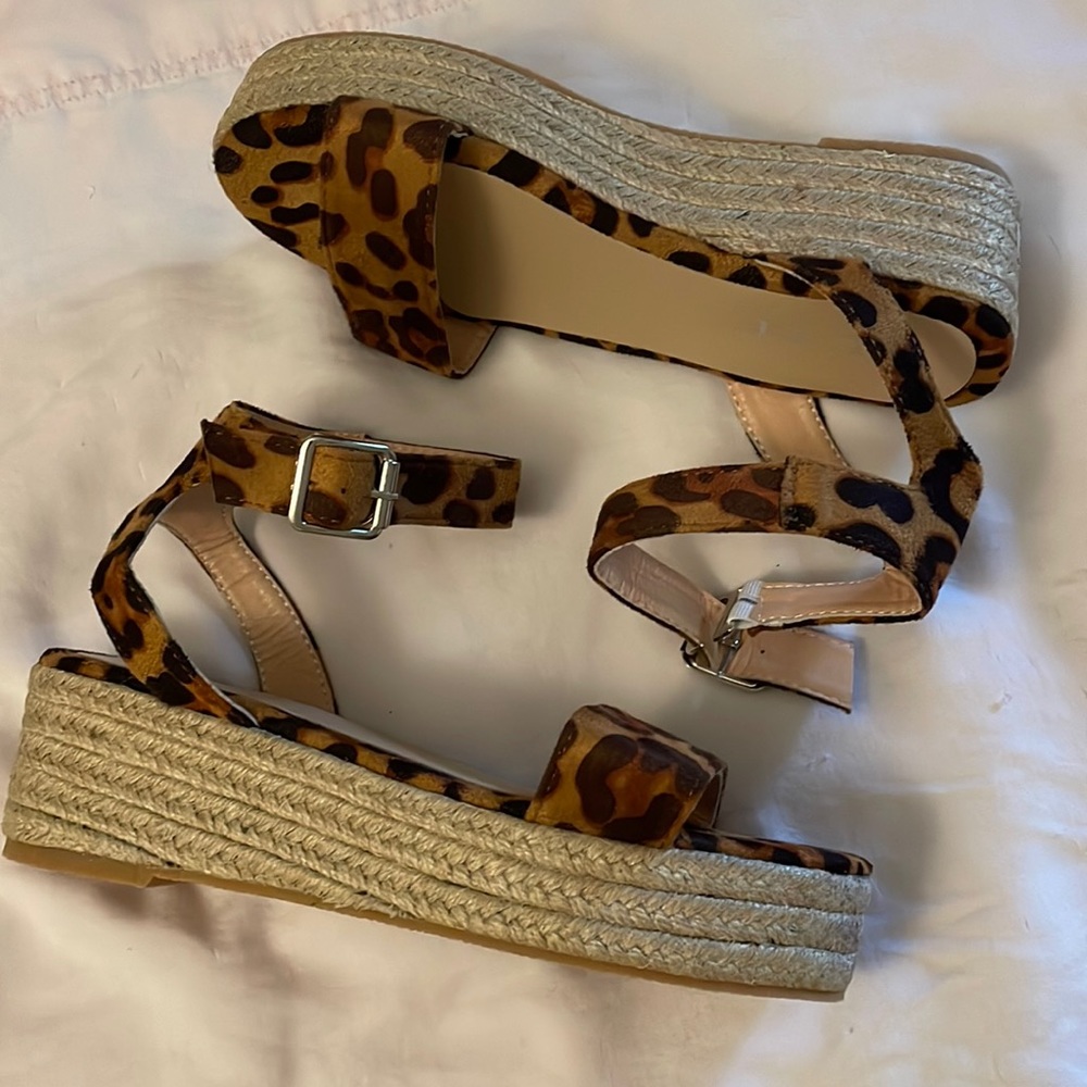 Cheetah Print Faux Suede Wedges